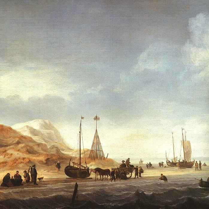 Simon de Vlieger A Beach with Shipping Offshore Sweden oil painting art